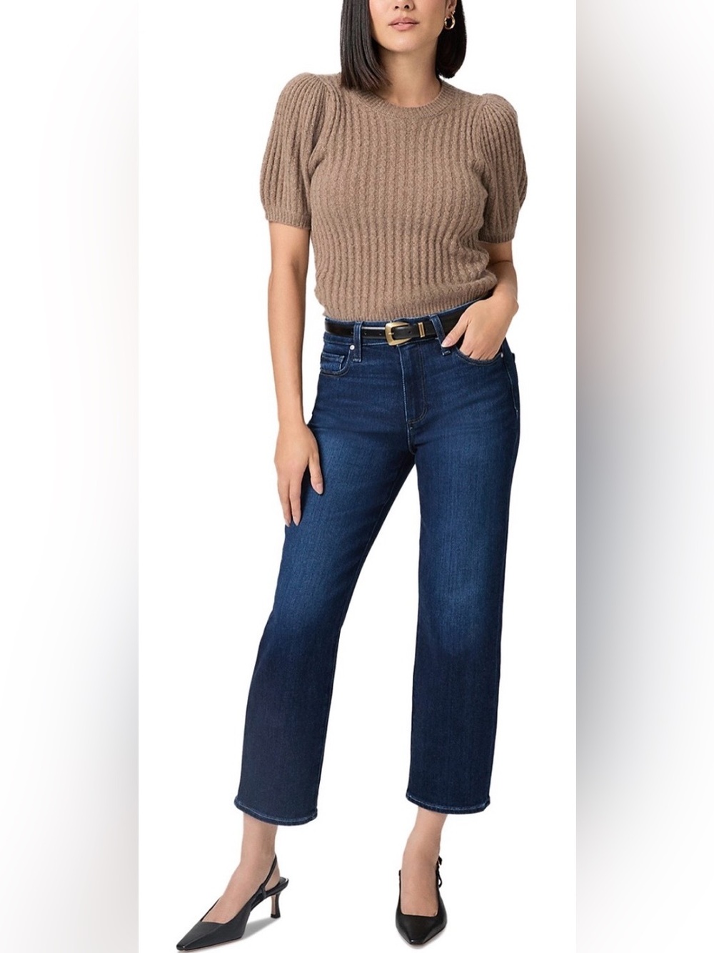 PAIGE Petites Mason Mid Rise Ankle Jeans - Cirques Blue